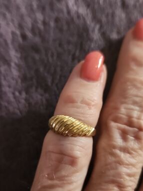 10ktGold Ribbed Dome Ring - Women Jewelry Pinkie